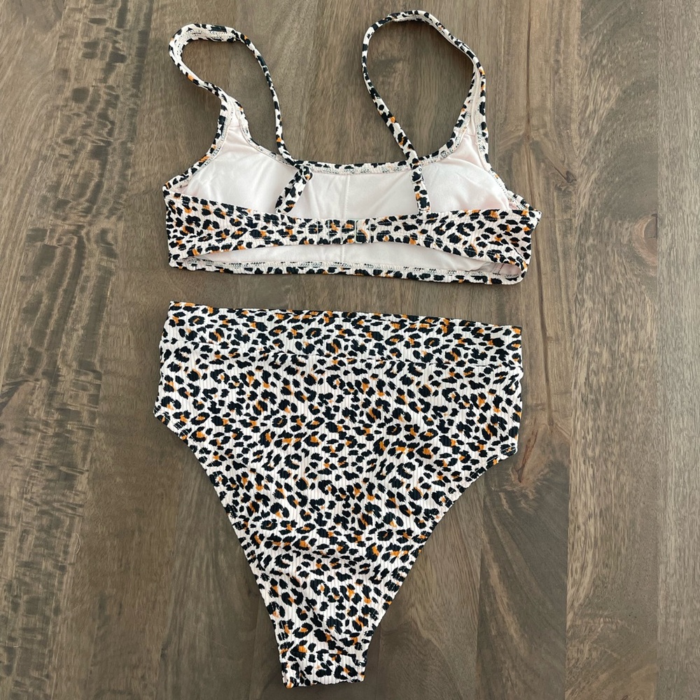 Xhilaration High Waisted Cheetah Ribbed Bikini - Picture 2 of 12